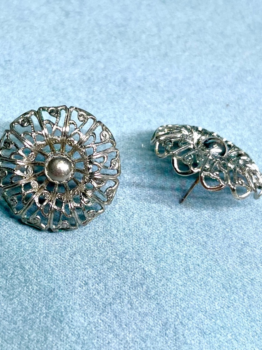 Vintage Silver-Tone Filigree Earrings